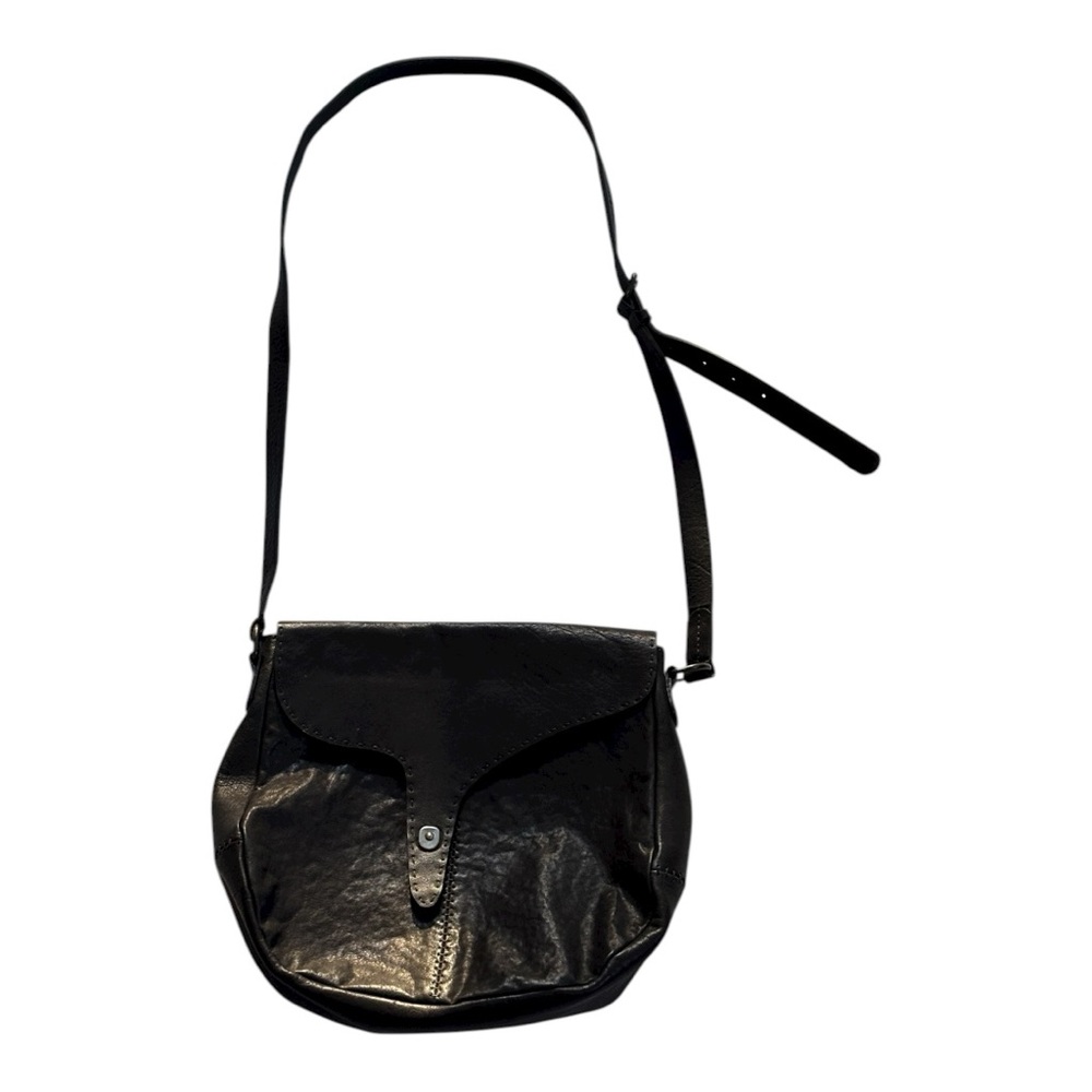 Johnny Farah crossbody medium size adjustable shoulder strap black leather bag - Picture 5 of 16